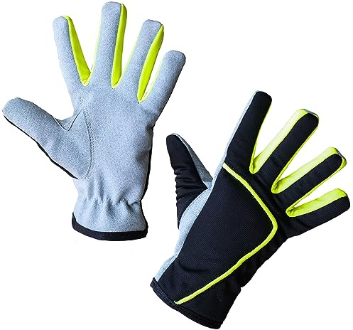 Kinderhandschuh Joy 8-11 Jahre Offene Stulpe, Schwarz-Neon