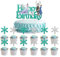 13 Pieces Froz Cake Toppers EFOT-Froz Princess Figures Birthday Cake Toppers Froz Blue Castle Cake Topper and Snowflake Cake Toppers Decorations Cupcake Topper Cake Decorations Boys Girls