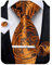 DiBanGu Cravate en soie tissée pour homme avec boutons de manchette carrés et pince à cravate pour mariage et affaires, orange brûlé, taille unique