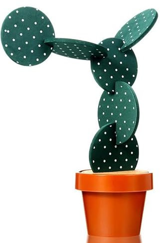 Brccee AC Lot de 6 dessous de verre en forme de cactus avec support en forme de pot de fleurs pour boissons, café, tasse (vert et blanc)