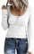 Sukany Women's Henley Shirts Long Sleeve Button Down Slim Fit Tunic Tops Scoop Neck Ribbed Knit Casual T Shirts Blouses White M