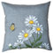 Dekokissen Leinen-Optik Bestickt Deko Esszimmer Serie Margariten Blumen Kissen Bezug grau Stickerei Schmetterling Sofakissen Frühling Typ886 Kissenhülle 40x40 cm weiß gelb