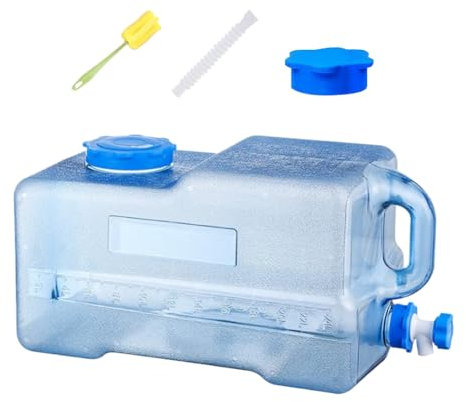 Starnearby Bidon d'eau avec Robinet 6L-18L, Réservoir d'eau Potable, Jerrican Alimentaire Camping, Conteneur d'eau sans BPA avec Tuyau et Brosse pour Camping, Randonnée, Barbecue, Pêche (24L)