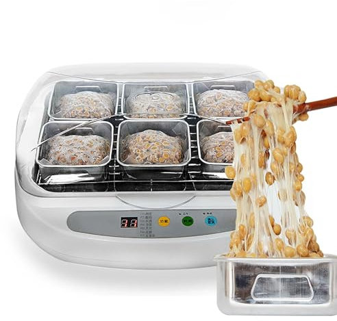 Fermentatore elettrico per Natto, yogurtiera automatica intelligente da 3,5 litri Pannello di controllo intelligente con 6 contenitori per cucina in acciaio inossidabile per bar di casa Negozio
