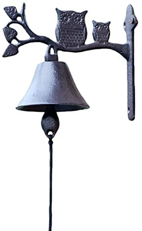 Türklopfer Eule Vintage Türklingel für Haustür, melodische Eule, manuell schüttelnde Glocken mit robustem Zugseil, für drinnen und draußen, Veranda, Wandbehang