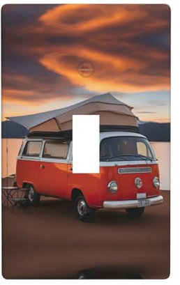Camping-Lichtschalter-Abdeckung, künstlerische Wandplatte, handgefertigt, Einzel-Kippschalter, Badezimmer, 1-Gang-Dekor