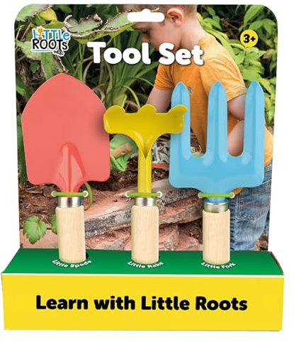 Little Roots | 3 Piece Tool Set, Childrens Gardening Tools, Hand Trowel, Fork and Rake, Outdoor Gardening Tools for Ages 3+
