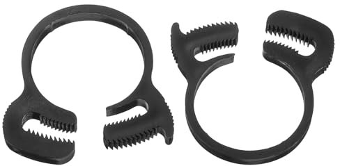 sourcing map 2 Pcs Plastic 24.5-26.1 Mm/0.98-1.03 Inches Inner Dia Adjustable Several Ratcheting Tubing Clamp for Home, Black