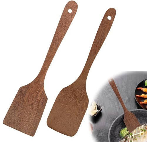 NeutypeChic Lot de 2 spatules en bois - Ustensiles de cuisine en bois d'olivier - Ustensiles de cuisine