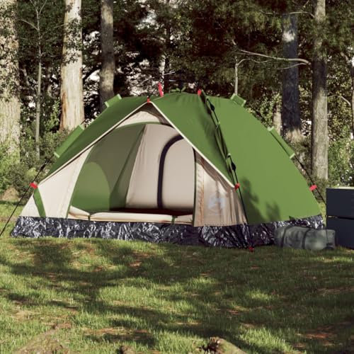 Tino Tech Kuppel-Campingzelt 3 Personen Outdoor Tent 210x200x135 cm Polyester Grün Gruppenzelt Winddicht Campingzelt Familienzelt Große Wurfzelt Festivalzelt Wurfzelte für Familie Trekkingzelt