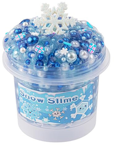 Blanco y azul Pearl Bead Slime, Clear Slime para niños, regalos de fiesta para niñas y niños, juguete sensorial, Pascua, Halloween, Navidad, regalo para niñas y niños