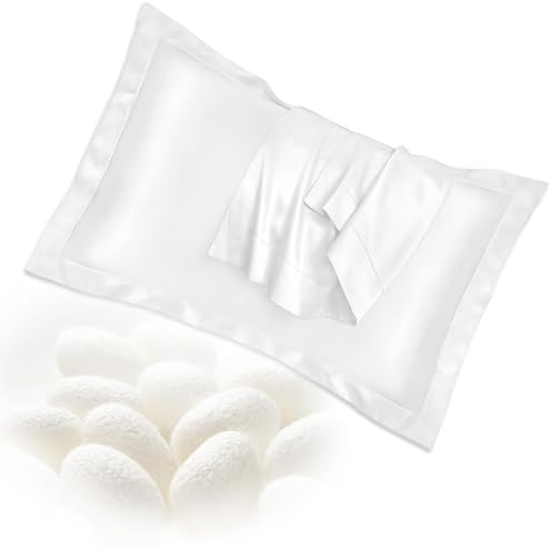 Lot de 2 Taies Oreiller en Satin 50 x 75 cm, Oreiller Satin Blanc, Similaire Aux Taie d Oreiller en Soie, Doux Prend Soin de Votre Peau et Antichute de Cheveux