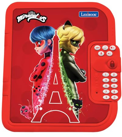 Lexibook - Miraculous, Electronic Secret Diary with Pen and Notebook Included, Interactive, Password, Fun Features, Sounds Effects, Red, SD50MI