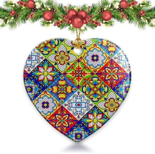 Adornos de Navidad mexicanos de Talavera 2024, adornos colgantes para árbol de Navidad, adornos de Navidad 2024, adornos de cerámica, regalos de Navidad para el hogar, decoración de Navidad
