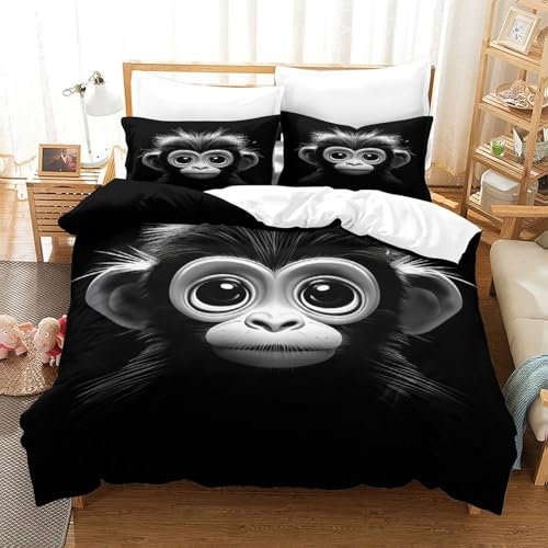 GTDKSUEVG AFFE Bettbezug Set Bettwäsche Kinderbettwäsche Reißverschluss Mit Kissenbezügen Betten Set Für Jugendliche Kinder Schlafzimmer Single(140x200cm)
