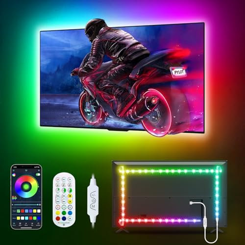 Daymeet RGB LED TV Lights for 42-65 Inch TVs, Music Sync Color Changing Backlight Strip with App/Remote Control, USB Strip Lights Ambient Lighting for Bedroom, Christmas Party Decorations