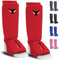 Mytra Fusion Junior Protecteur Tibia-Cou-de-Pied Extensible Protege Tibia Boxe léger et rembourré entraînement protège Tibia Muay Thai, Arts Martiaux et Protege Tibia MMA Enfant (Rouge, XXS)