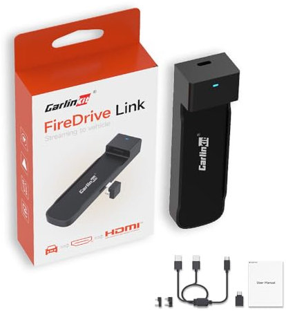 Carlinkit Fire DriveLink HDMI Adapter - konvertiert kabelgebundenes CarPlay für Fire TV Stick Streaming, Nahtloser HDMI Eingang für Streaming von Netflix, YouTube, TikTok & mehr, Plug & Play