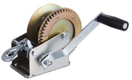 Treuil manuel électrique de qualité supérieure, 1 600 lb, noir, avec guindeau, cabestan, treuil pour remorque de bateau, avec sangle, treuil d'ancrage pour levage de moteur, arbres et engrenages (câbl