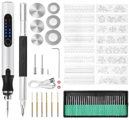 LN COZY CORNER Cordless Electric Engraving Pen, USB Rechargeable DIY Engraver Pen Rotary Crave Tool Kit with Diamond Tip Bit for Wood, Metal, Stone, Plastic, Glass Jewelry Etching