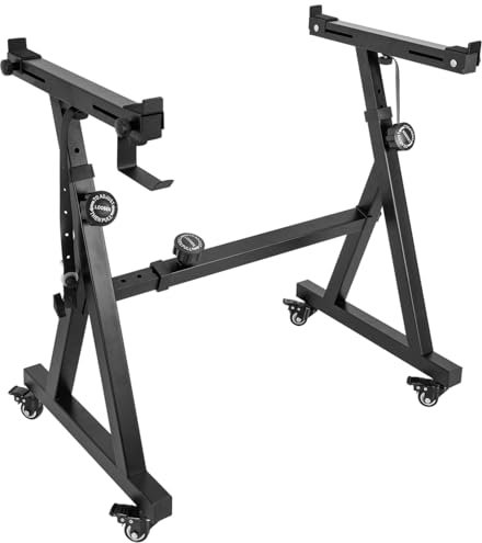 OUUTMEE Heavy Duty Keyboard Stand, Z Style Digital Piano stand, Adjustable Height & Width Keyboard Stand with 4 Wheels Fits 54-88 Key Electric Pianos, Black