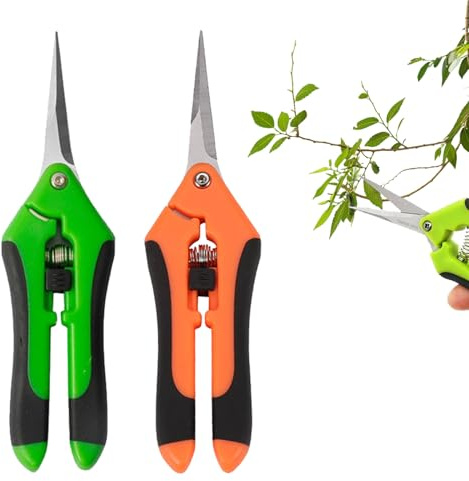 2 Stücke Ernteschere,Feststellgriff Trimmschere,Kleine Gartenschere,Pflanzenschere Mit Gebogenen Titanbeschichteten Klingen Für Garten,Bonsai,Blumen,Pflanzen,Ernte Obst Blumenstrauß