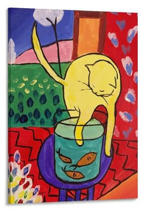 Henri Matisse Poster Katze mit rotem Fisch, Kunstdruck, Wandkunst, Gemälde, Leinwanddekoration, Heimdekoration, 30 x 45 cm