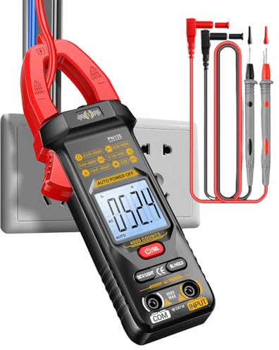 Moreeulsi Digital Clamp Multimeter,Smart 4000 Counts Electrical Tester | Burn-proof Digital Display Clamp Meter for Voltage Current DC AC Workshop Home Automotive Garage Electrician