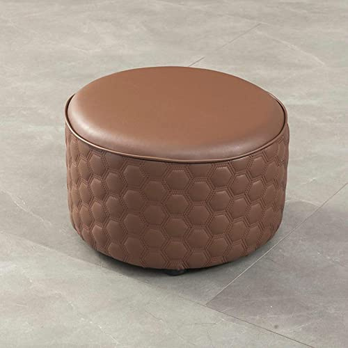 Pouf aus braunem Leder, 32 x 30 cm, stilvoll und vielseitig für Wohnzimmer, Küche, Schlafzimmer, Balkon – elegante Wohnkultur für bequemes Sitzen