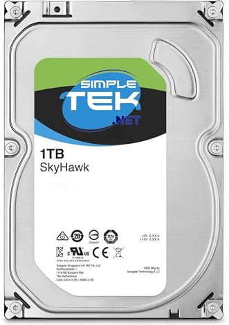 SIMPLETEK - Disco Rigido Interno ad Alta Capacità 1TB (1000 GB) 3.5 Pollici SATA III per Sistemi di Videosorveglianza, DVR/NVR e Server 24/7
