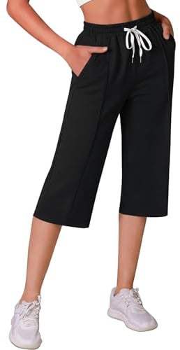 Crewhpo Pantacourt Sport Femme Longueur 3/4 Coupe Ample Tissu Léger Doux