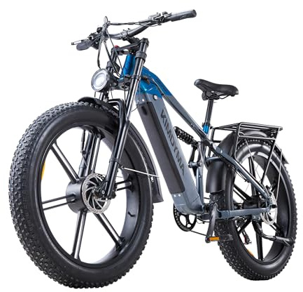 KIMDYMA bici elettrica full suspension | 160 km autonomia, 80Nm coppia | E-MTB 27.5 con gomme 2.8, cambio 9v, batteria Samsung 48V20Ah, display LCD, telaio regolabile 165-195cm e portata 200kg.