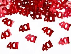 Folat Verkauf durch Luftballonwelt Folien-Konfetti 40 ROT Rubinhochzeit Jubiläum ca. 15 gr.