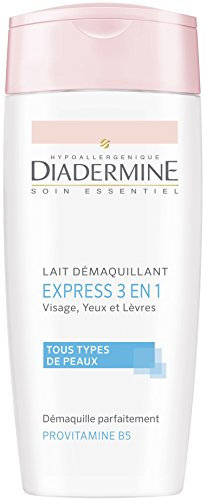 Diadermine - Lait Démaquillant Nettoyant Visage, Yeux et Lèvres - Express 3 en 1 - Tous types de peaux - Hydrate et Adoucit - Activateur de Dermo-Lipides - Contenant de 200 ml