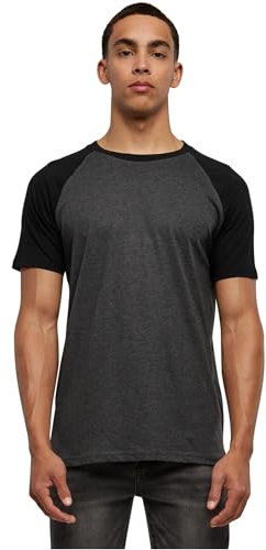 Urban Classics Herren Raglan Contrast Tee – Slim Fit T-Shirt mit Kontrastärmeln, Rundhalsausschnitt, sportlicher Look, weicher Baumwollmix, Basic Style,Cha/Blk,L