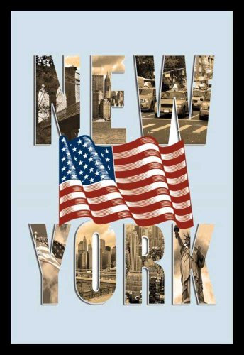 empireposter New York - Flag - Bedruckter Spiegel mit Kunststoff Rahmen, Kult-Spiegel - Grösse 20x30 cm
