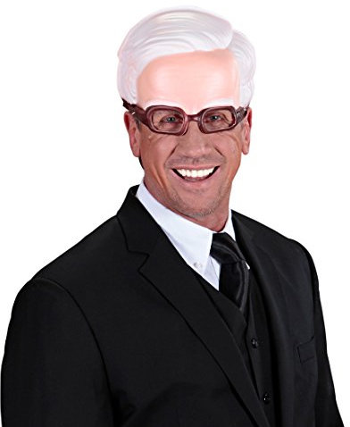 Amakando Kinnlose Maske Opa Alter Mann Halbmaske Greis mit Brille Faschingsmaske Großvater Plastikmaske Professor Brillenmaske Uropa Karnevalsmaske
