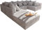 DELIFE Couch Clovis Hellgrau Strukturstoff mit Hocker Wohnlandschaft Modulsofa