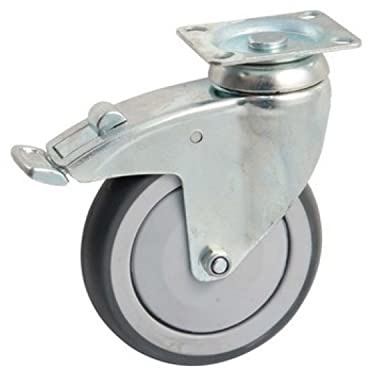AVL Roulette caoutchouc pivotante Ø125 à platine rectangulaire + frein Charge 100 kg - 550843O