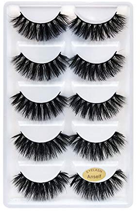 Anself + Faux Cils 5 Paires de 3D épais Cils Longs Pur Fait Main Réutilisable Faux Cils Couleur G800 10 unités