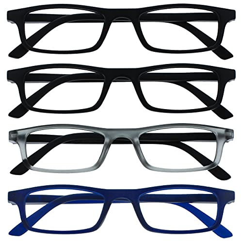 The Reading Glasses Company Die Lesebrille Unternehmen Schwarz Matt Grau Marineblau Leser Wert 4er-Pack Herren Damen Federscharniere RRRR17-1173 +1,00