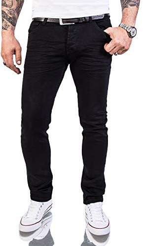 Rock Creek Herren Jeans Hose Slim Fit Stretch Jeans Schwarz Herrenjeans Herrenhose Denim Rinsedwash Knitter Look Stretchhose RC-2146 Pureblack W32 L36