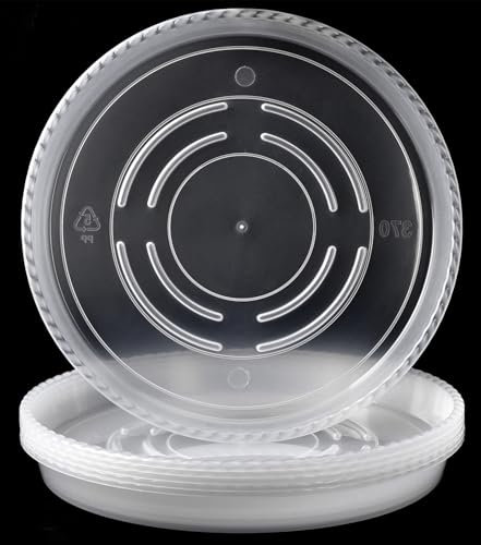 GRESPRI 6 Packungen transparente Pflanzen-Untersetzer, 35,6 cm, robuste Kunststoff-Pflanzschalen, langlebige Kunststoff-Blumentopf-Untersetzer für Innen- und Außenbereiche. (32,5 cm Boden)