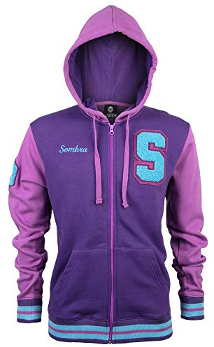 JINX Overwatch Herren Kapuzenpullover Varsity Sombra Gamer-Kapuzenpullover mit Reißverschluss