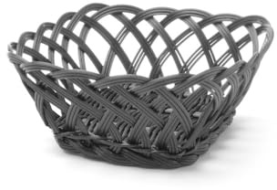 HENDI Körbe, mit gewebten Seitenteilen, Brotkörbe, Obstkorb, quadratisch, 190x190x(H)80mm, Schwarz