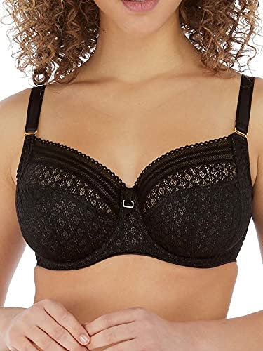 Freya Women's Viva Underwire Side Support Bra Full Coverage, Lace Noir, 36JJ US
