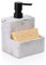zccz Dispenser di sapone con supporto per spugna, effetto marmo, dispenser di sapone liquido per mani e piatti, bottiglia e supporto per spugna, 2 in 1, per lavello da cucina, bagno, bancone e