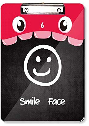 Klemmbrett mit Smiley-Motiv, A4, Weiß