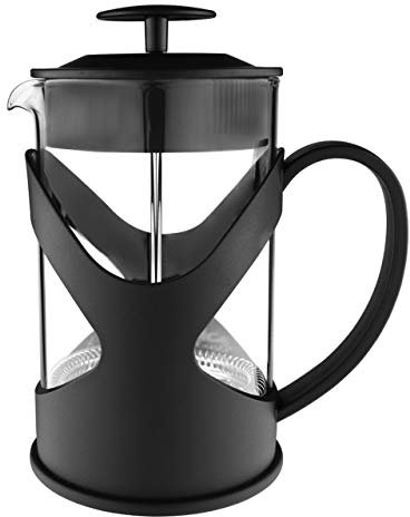 Café Olé cafetiere à piston en plastique et verre – noir, piston en acier inoxydable, 600 ML, 6 demi-tasses