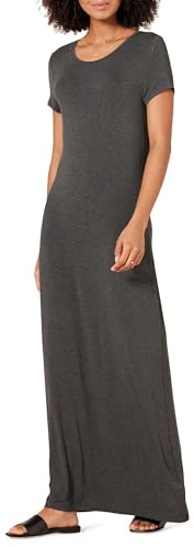 Amazon Essentials Women's Short-Sleeve Maxi Dress, Flowy, Charcoal Heather, XL